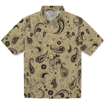 Purdue Boilermakers Hawaiian Shirt - Paisley Print Gold
