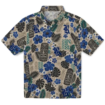 Rice Owls Hawaiian Shirt - Tiki Masks Warm Beige