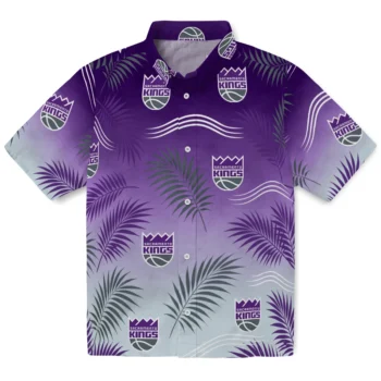 Sacramento Kings Hawaiian Shirt - Ombre Fronds Purple