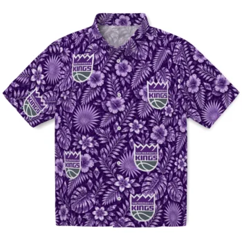 Sacramento Kings Hawaiian Shirt - Crystal Foliage Purple