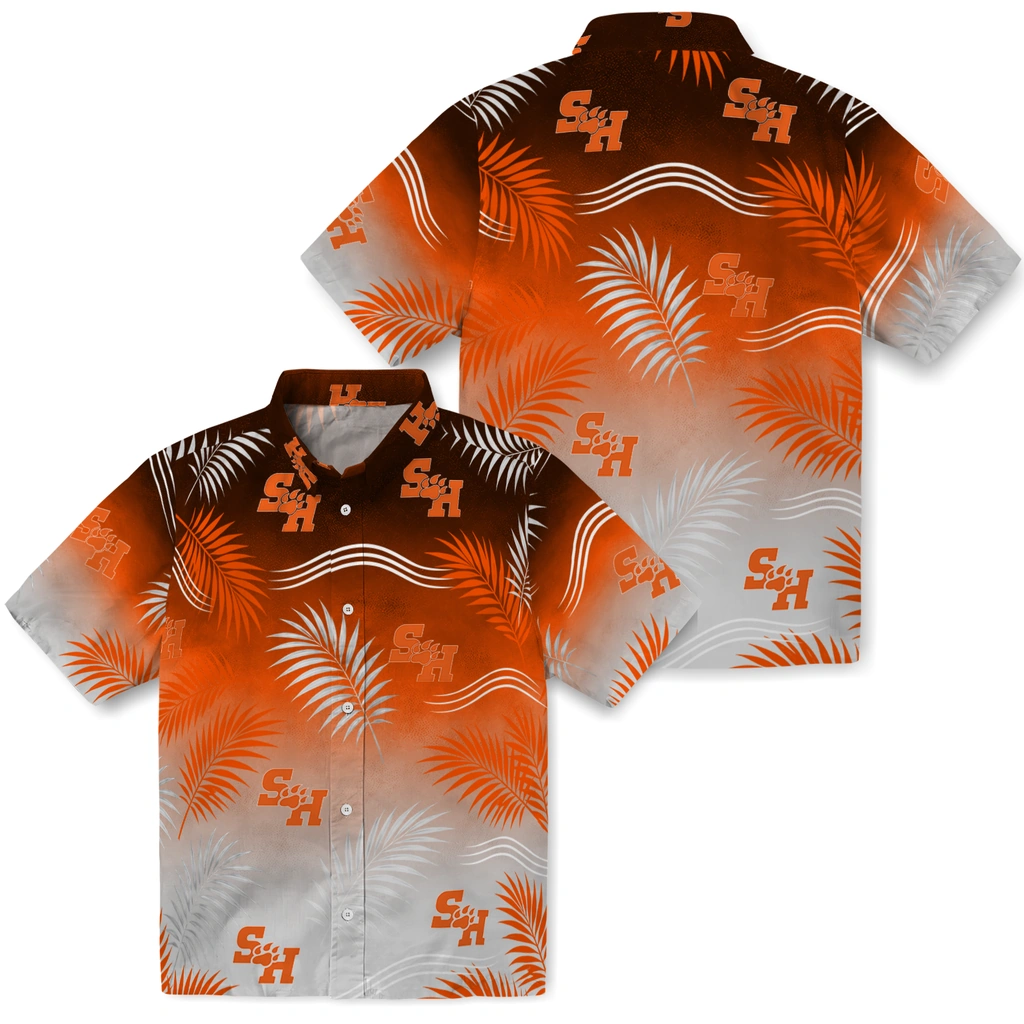 sam-houston-bearkats-hawaiian-shirt-customized-ombre-fronds-orange-high-quality.webp