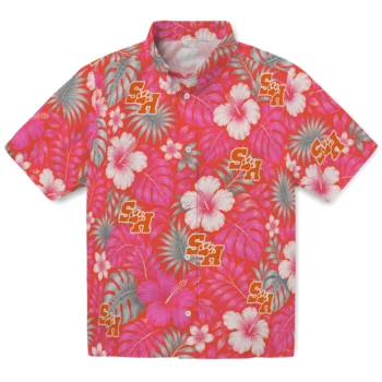 Sam Houston Bearkats Hawaiian Shirt - Hibiscus Monstera Orange
