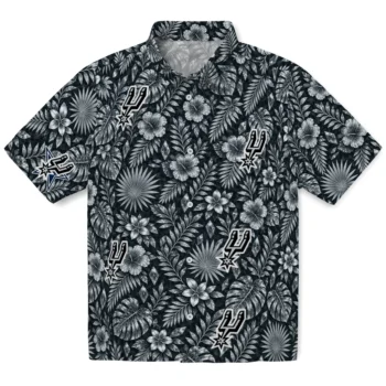 San Antonio Spurs Hawaiian Shirt - Crystal Foliage Silver