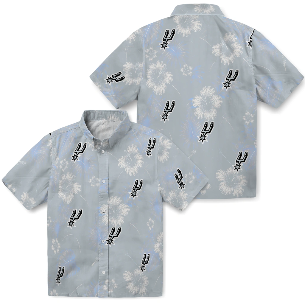 san-antonio-spurs-hawaiian-shirt-custom-hibiscus-monstera-silver-high-quality.webp