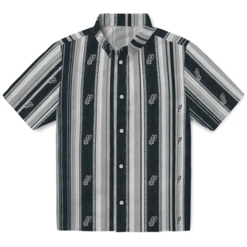 San Antonio Spurs Hawaiian Shirt - Distressed Stripes Silver Black