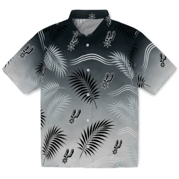 San Antonio Spurs Hawaiian Shirt - Ombre Fronds Silver