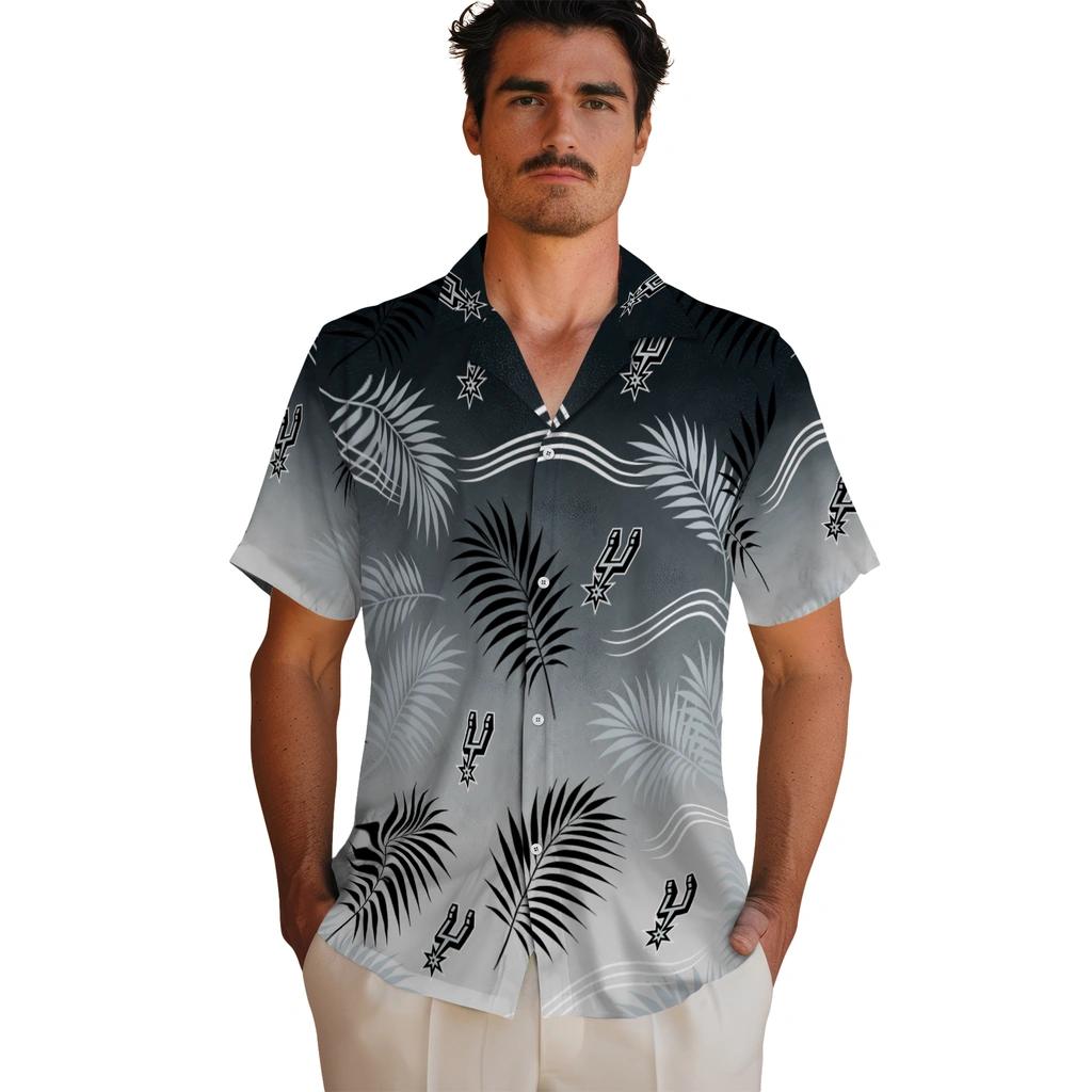 san-antonio-spurs-hawaiian-shirt-personalized-ombre-fronds-silver-fashion-forward.webp