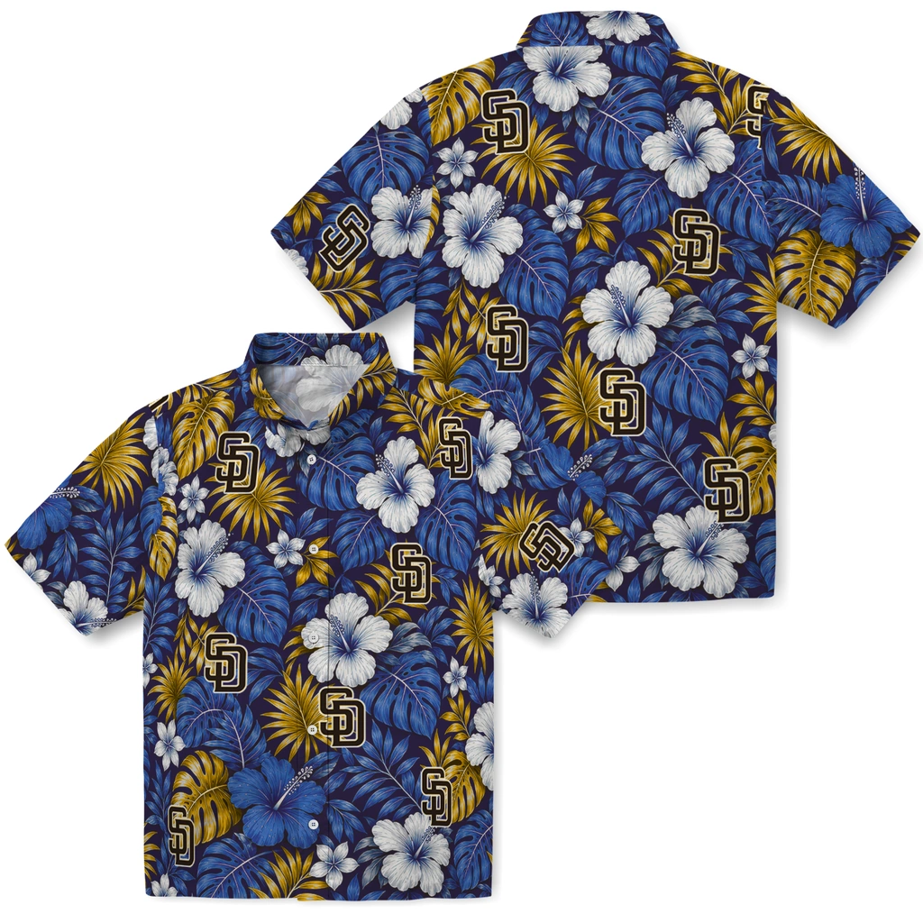 san-diego-padres-hawaiian-shirt-custom-hibiscus-monstera-brown-high-quality.webp