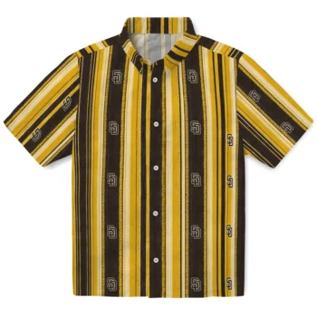 San Diego Padres Hawaiian Shirt - Distressed Stripes Brown Gold