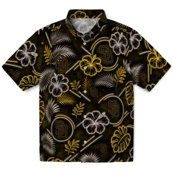 San Diego Padres Hawaiian Shirt - Neon Florals Black
