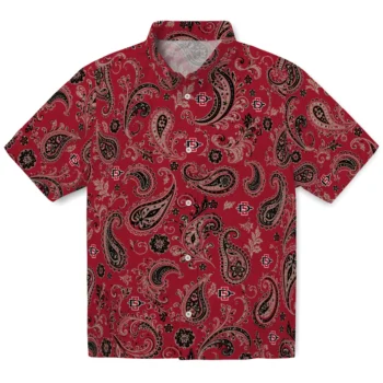 San Diego State Aztecs Hawaiian Shirt - Paisley Print Red