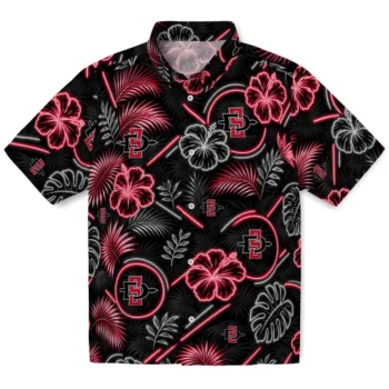 San Diego State Aztecs Hawaiian Shirt - Neon Florals Black