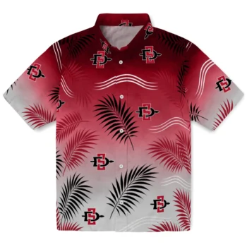 San Diego State Aztecs Hawaiian Shirt - Ombre Fronds Red