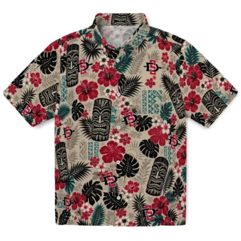 San Diego State Aztecs Hawaiian Shirt - Tiki Masks Warm Beige
