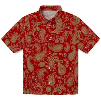 San Francisco 49ers Hawaiian Shirt - Paisley Print Red