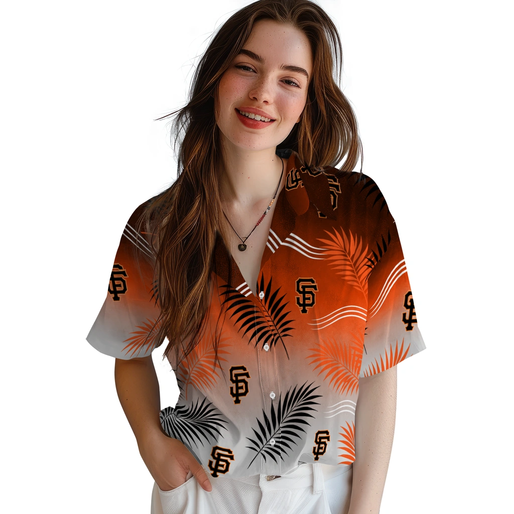 san-francisco-giants-hawaiian-shirt-custom-ombre-fronds-orange-latest-model.webp