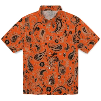 San Francisco Giants Hawaiian Shirt - Paisley Print Orange