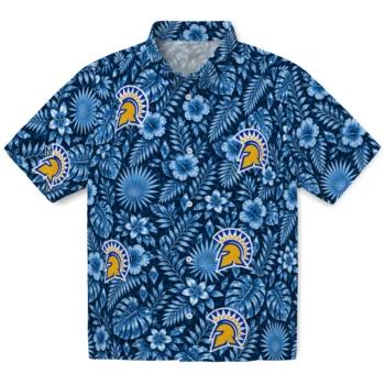 San Jose State Spartans Hawaiian Shirt - Crystal Foliage Blue