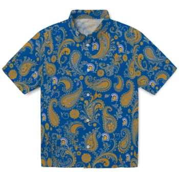 San Jose State Spartans Hawaiian Shirt - Paisley Print Blue