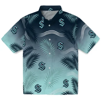 Seattle Kraken Hawaiian Shirt - Ombre Fronds Blue