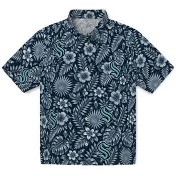 Seattle Kraken Hawaiian Shirt - Crystal Foliage Blue
