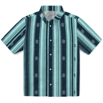 Seattle Kraken Hawaiian Shirt - Distressed Stripes Blue Teal