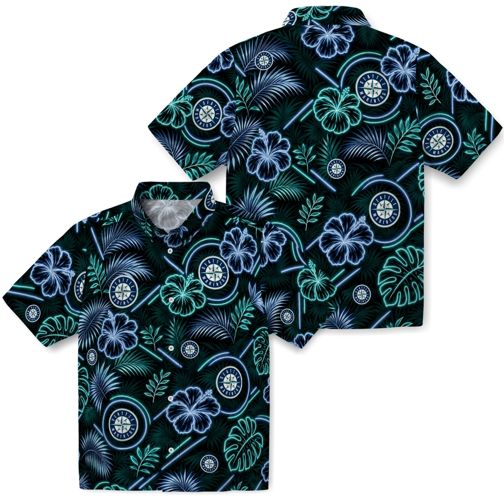 seattle-mariners-hawaiian-shirt-customized-neon-florals-black-high-quality.webp