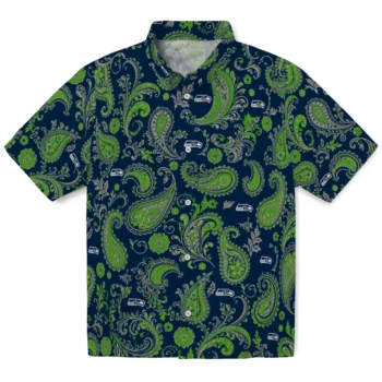 Seattle Seahawks Hawaiian Shirt - Paisley Print Blue