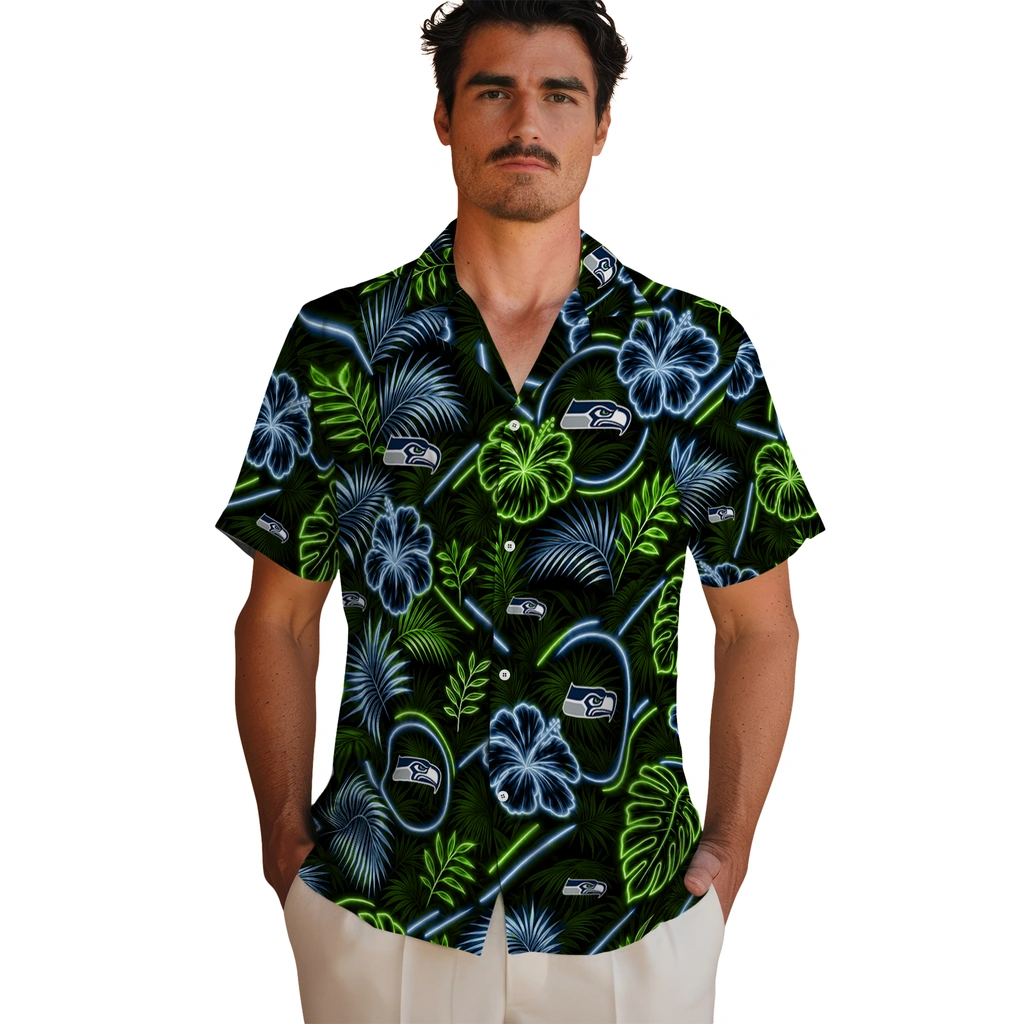 seattle-seahawks-hawaiian-shirt-personalized-neon-florals-black-fashion-forward.webp