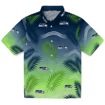 Seattle Seahawks Hawaiian Shirt - Ombre Fronds Blue