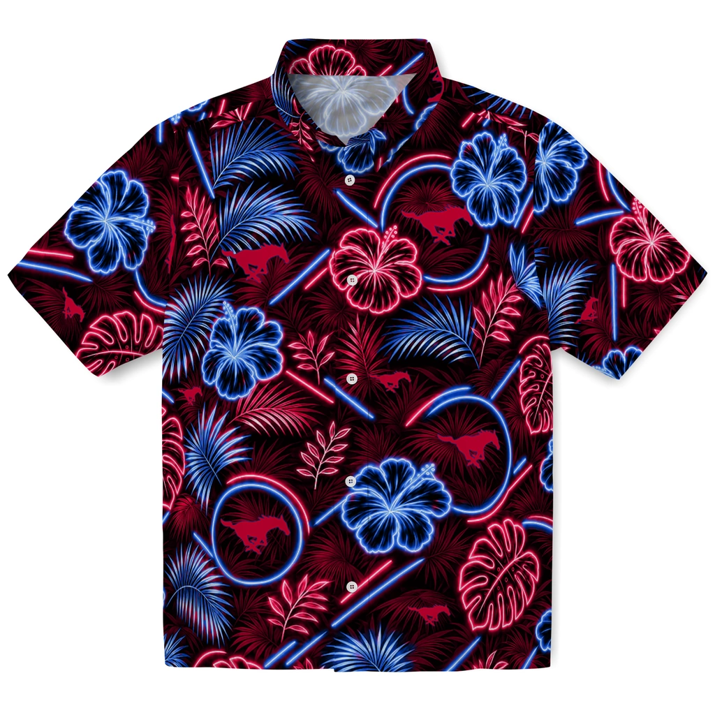 smu-mustangs-hawaiian-shirt-custom-neon-florals-black-best-selling.webp smu mustangs hawaiian shirt custom neon florals black best selling