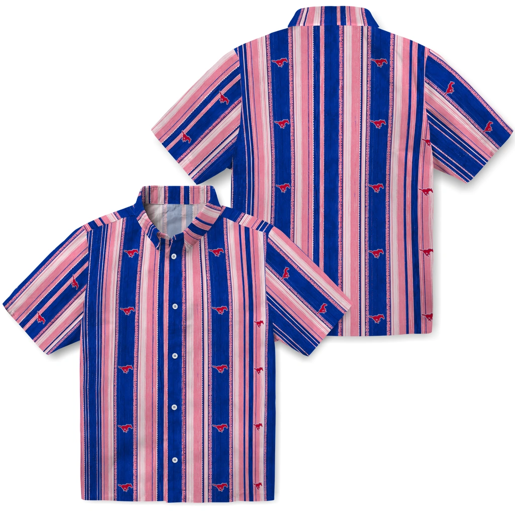 smu-mustangs-hawaiian-shirt-personalized-distressed-stripes-blue-red-high-quality.webp