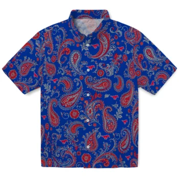 SMU Mustangs Hawaiian Shirt - Paisley Print Blue