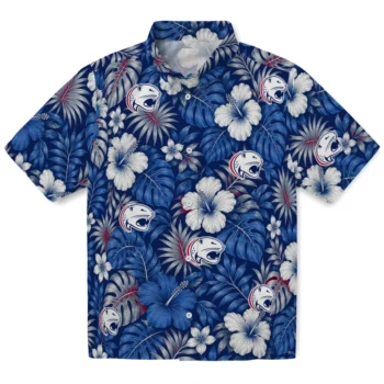 South Alabama Jaguars Hawaiian Shirt - Hibiscus Monstera Blue