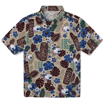 South Alabama Jaguars Hawaiian Shirt - Tiki Masks Warm Beige