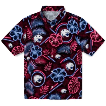 South Alabama Jaguars Hawaiian Shirt - Neon Florals Black