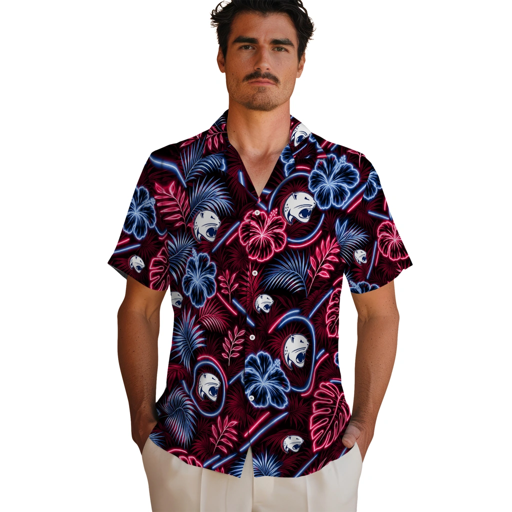 south-alabama-jaguars-hawaiian-shirt-personalized-neon-florals-black-fashion-forward.webp