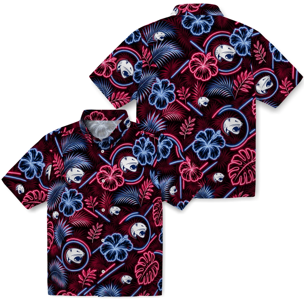 south-alabama-jaguars-hawaiian-shirt-personalized-neon-florals-black-high-quality.webp