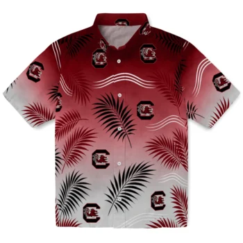 South Carolina Gamecocks Hawaiian Shirt - Ombre Fronds Garnet