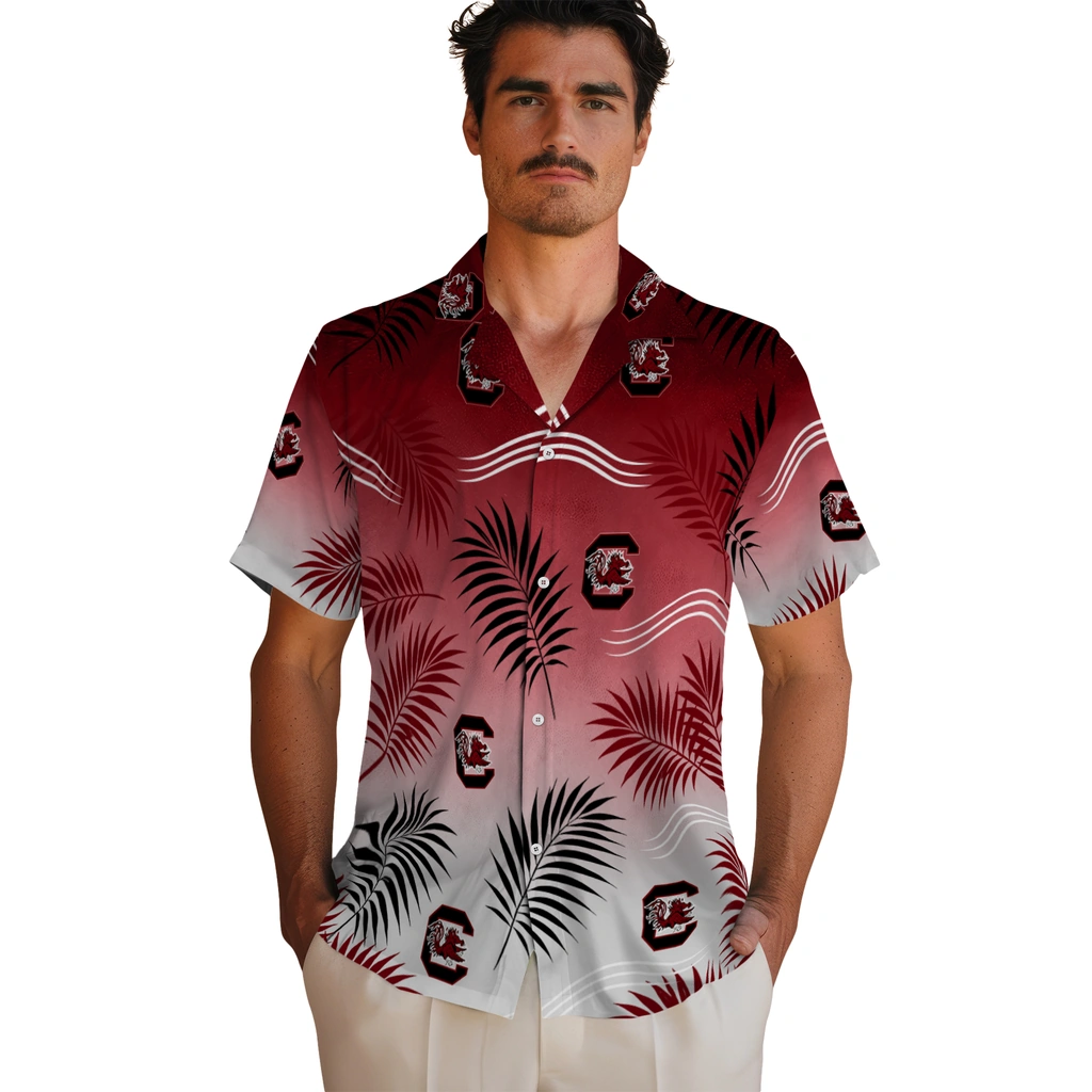 south-carolina-gamecocks-hawaiian-shirt-custom-ombre-fronds-garnet-fashion-forward.webp