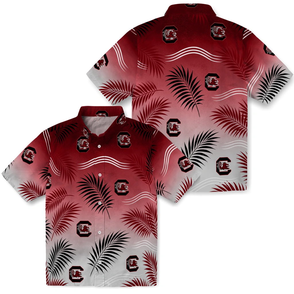 south-carolina-gamecocks-hawaiian-shirt-custom-ombre-fronds-garnet-high-quality.webp