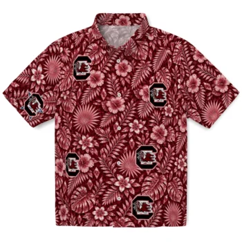 South Carolina Gamecocks Hawaiian Shirt - Crystal Foliage Garnet