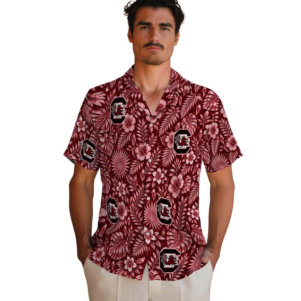 south-carolina-gamecocks-hawaiian-shirt-customized-crystal-foliage-garnet-fashion-forward.webp