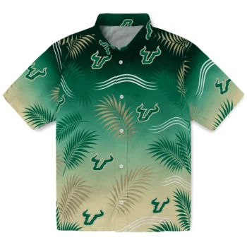 South Florida Bulls Hawaiian Shirt - Ombre Fronds Green