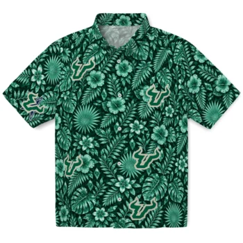 South Florida Bulls Hawaiian Shirt - Crystal Foliage Green