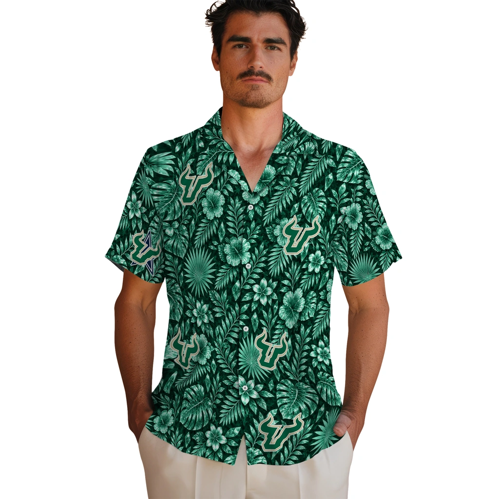south-florida-bulls-hawaiian-shirt-customized-crystal-foliage-green-fashion-forward.webp