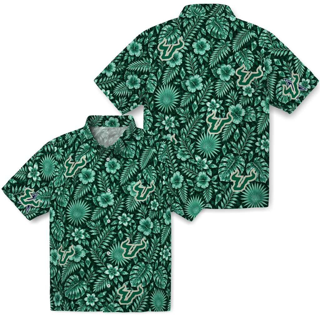south-florida-bulls-hawaiian-shirt-customized-crystal-foliage-green-high-quality.webp