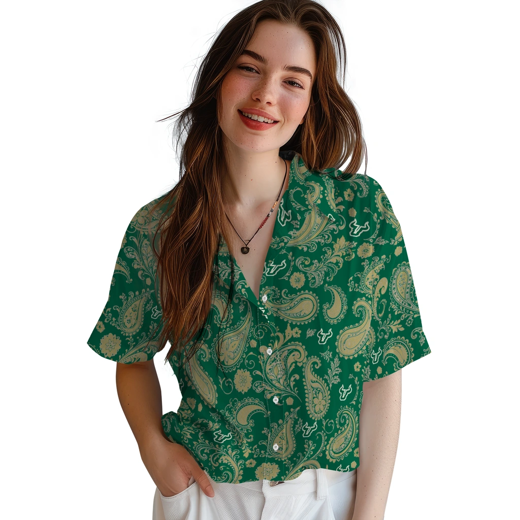 south-florida-bulls-hawaiian-shirt-personalized-paisley-print-green-latest-model.webp