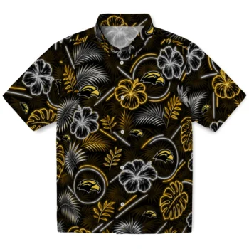 Southern Miss Golden Eagles Hawaiian Shirt - Neon Florals Black