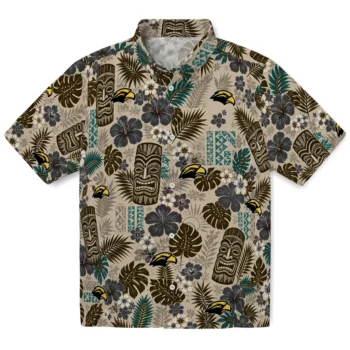 Southern Miss Golden Eagles Hawaiian Shirt - Tiki Masks Warm Beige